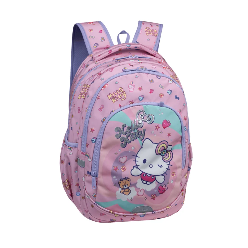 Hello Kitty Coolpack skolryggsäck, storlek Primo Pro (16"), formad rygg och vadderade axelremmar, 2 huvudfack och ett fack för bärbar dator, förstärkt botten, F162025