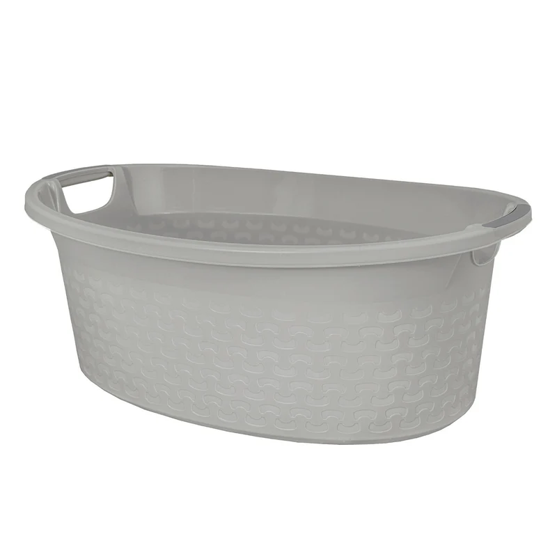 BranQ Cotton 60l Oval Tvättskål Högkvalitativ Tvättkorg Ljusgrå