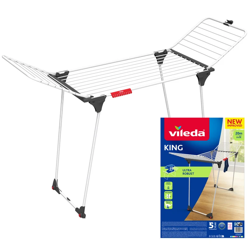 Vileda King stående torkställning med tjocka aluminiumlinor