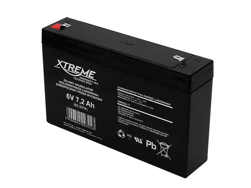 Underhållsfritt 6V 7,2Ah Xtreme gelbatteri 82-207#