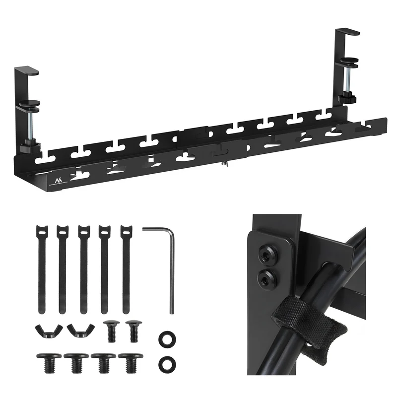 Maclean kabelhanterare under skrivbord, max. belastning 5 kg, max. 728 mm, svart, MC-103 B