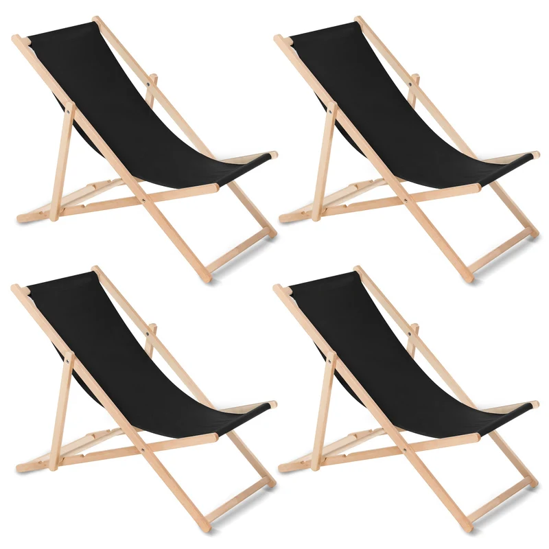GreenBlue GB183 svart bok klassisk lounger, 4 delar