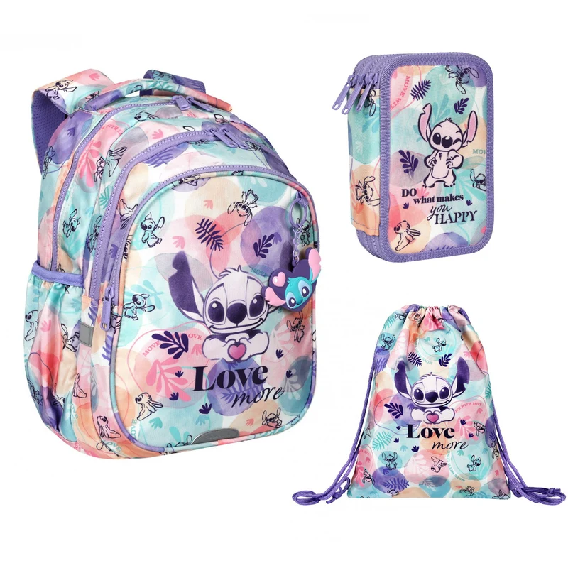 Stitch Coolpack-skolpaket, ryggsäck med två fack (15 tum), pennfodral Jumper 3 samt en sportväska för skor