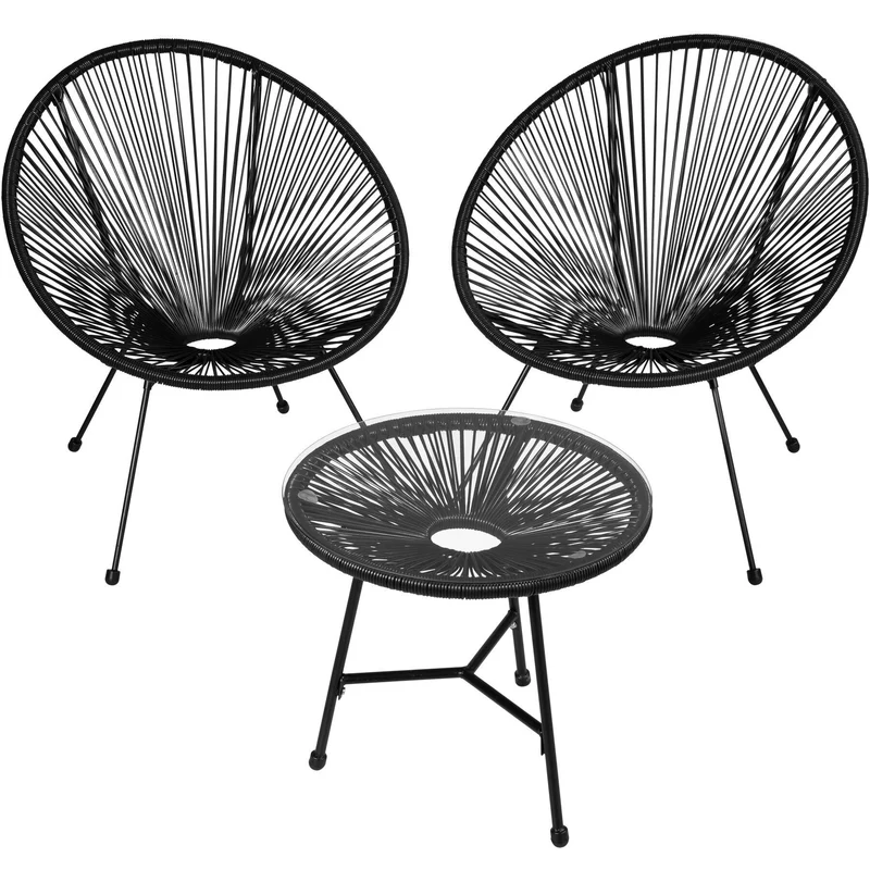 Santana Garden Table and 2 Chairs, Black
