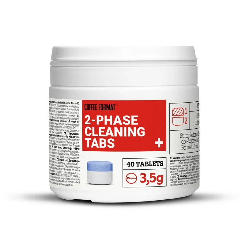 Rengöringstabletter för kaffebryggare, 2-phase Cleaning TABS+ 40 x 3,5 g, Coffee Format