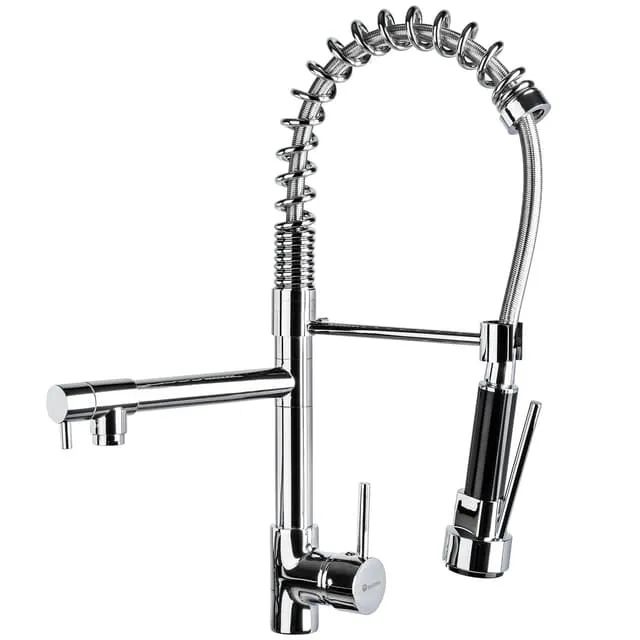 Tectake Kitchen Faucet Spiral Spring Armature 2 Water Taps, Grey