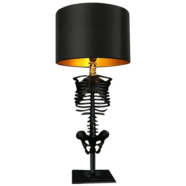Handgjord Gotisk Skelett Bordslampa
