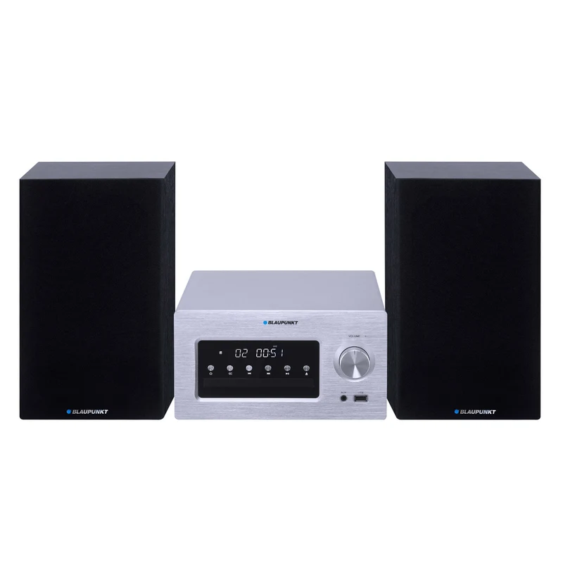Blaupunkt-mikroanläggning, BT/AUX/CD/USB/MP3/FM, minne för 40 stationer, LED-display, uteffekt 2x210 W, tonreglering, MS70BT
