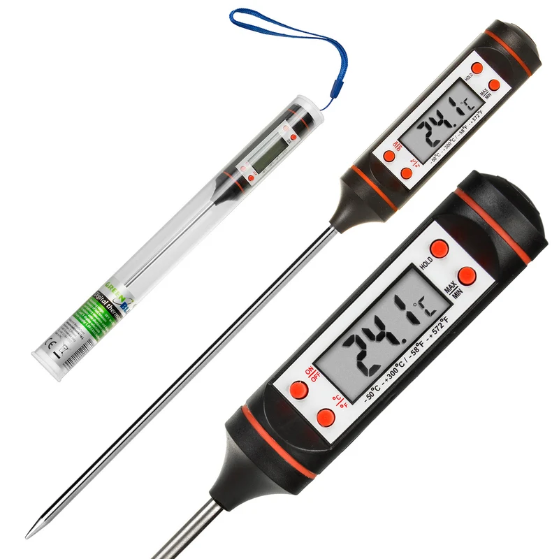 Termometer / sond för mat, GreenBlue, sondlängd 15 cm, temperaturintervall -50 grader C till +300 grader C, noggrannhet 0,1 grader C, GB178