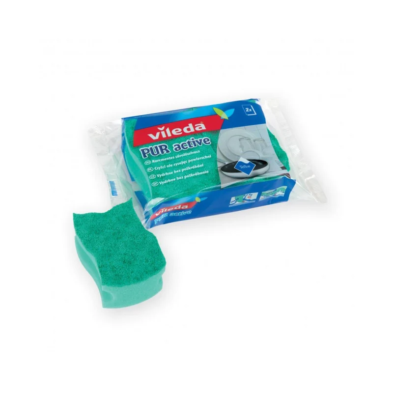 Vileda 116514 Glitzi Pur Active Sponge - Teflonpannor, 2-pack
