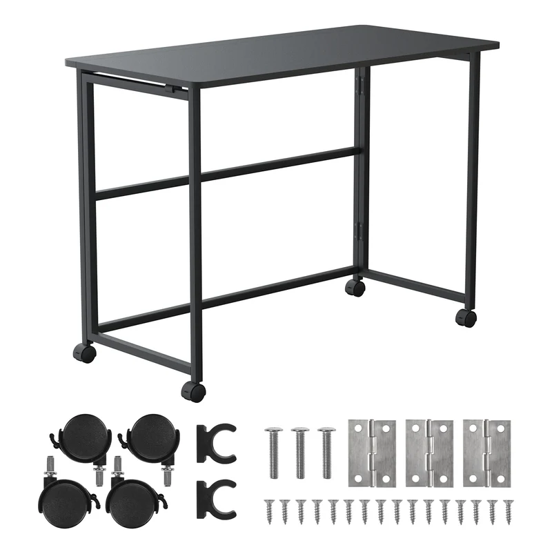 Maclean fällbart bord skrivbord, svart, mobil, skiva 100x50cm, max. 50kg, MC-1250 B