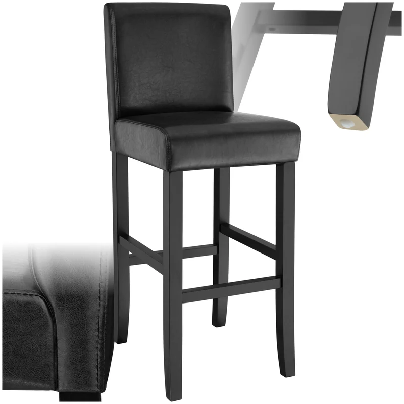 Bar Stool with Faux Leather, Black