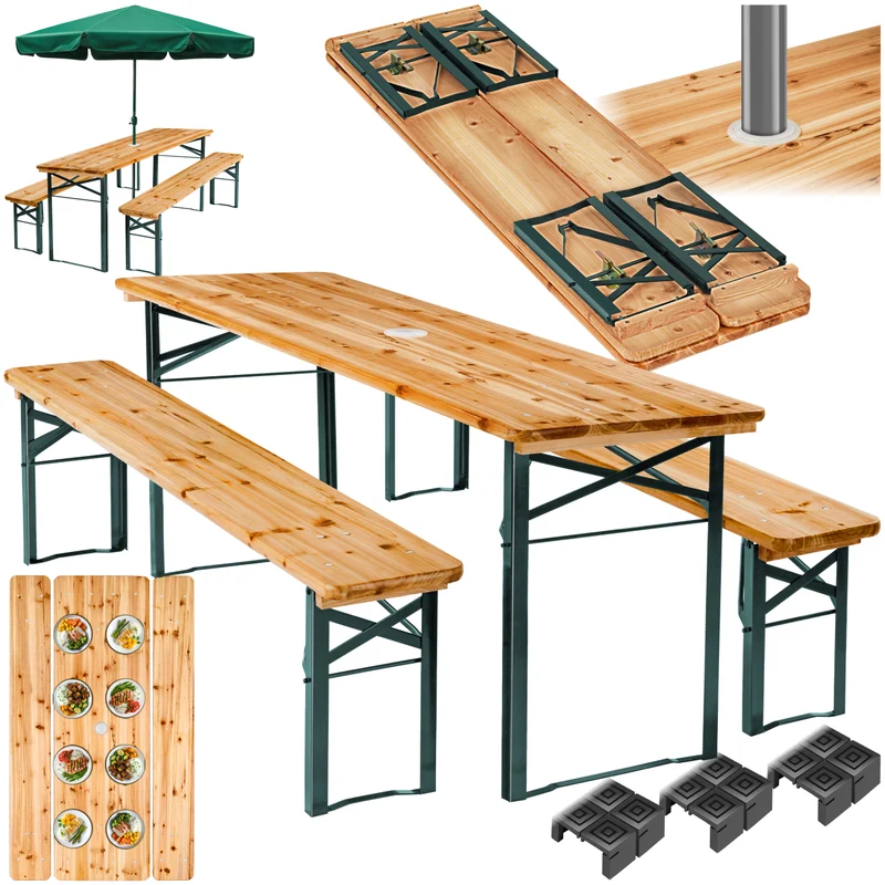 Tectake Picnic Table and Bench Set Ludwig, Brown