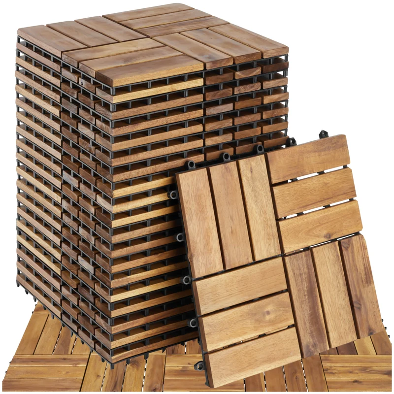 Tectake Tabula Outdoor Tiles, Acacia Wood