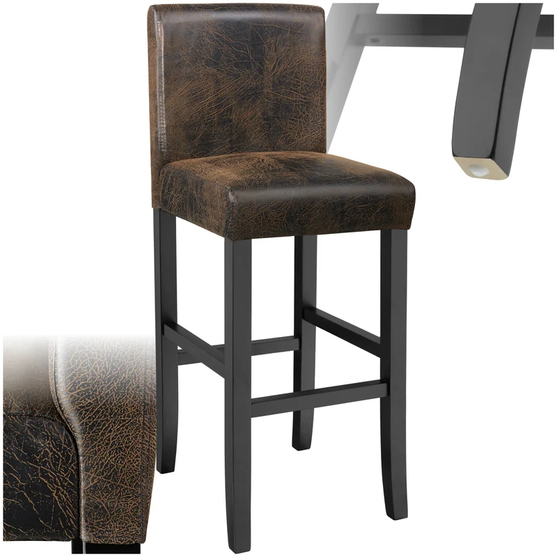 Bar Stool with Faux Leather, Brown