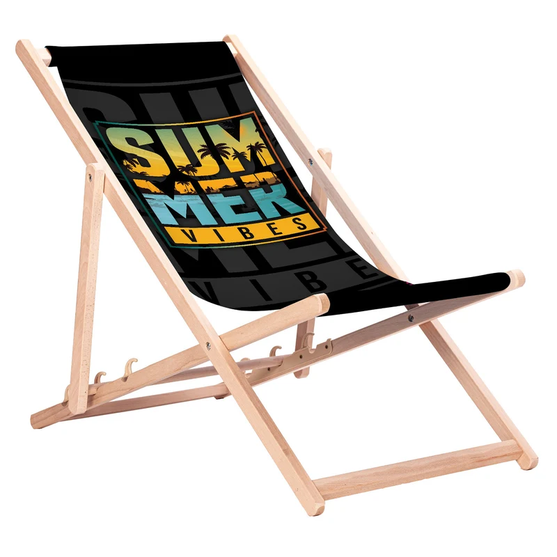 GreenBlue GB183 – klassisk solstol i bok med tryckmönstret Summer Vibes