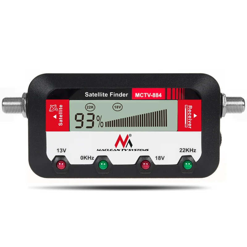 Maclean MCTV-884 Digital Satellite Finder Signal SAT LCD-display Koaxialkabelmätare 25cm F-kontakt