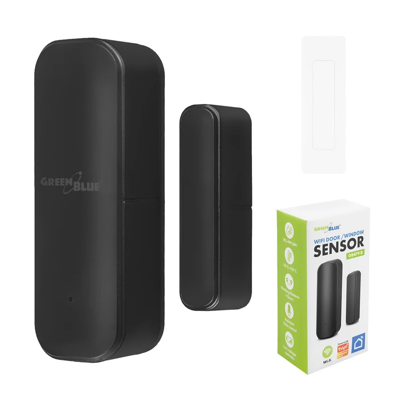 Trådlös kontaktor/öppningssensor med WiFi från GreenBlue, Android/iOS, för dörrar/fönster, 3,0 V DC, LR03x2, GB479 B