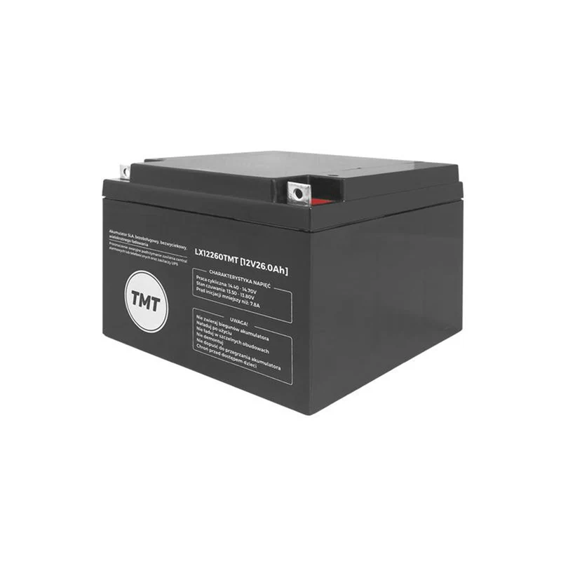 LX12260 AGM 12V 26Ah GAM uppladdningsbart gelbatteri svart färg