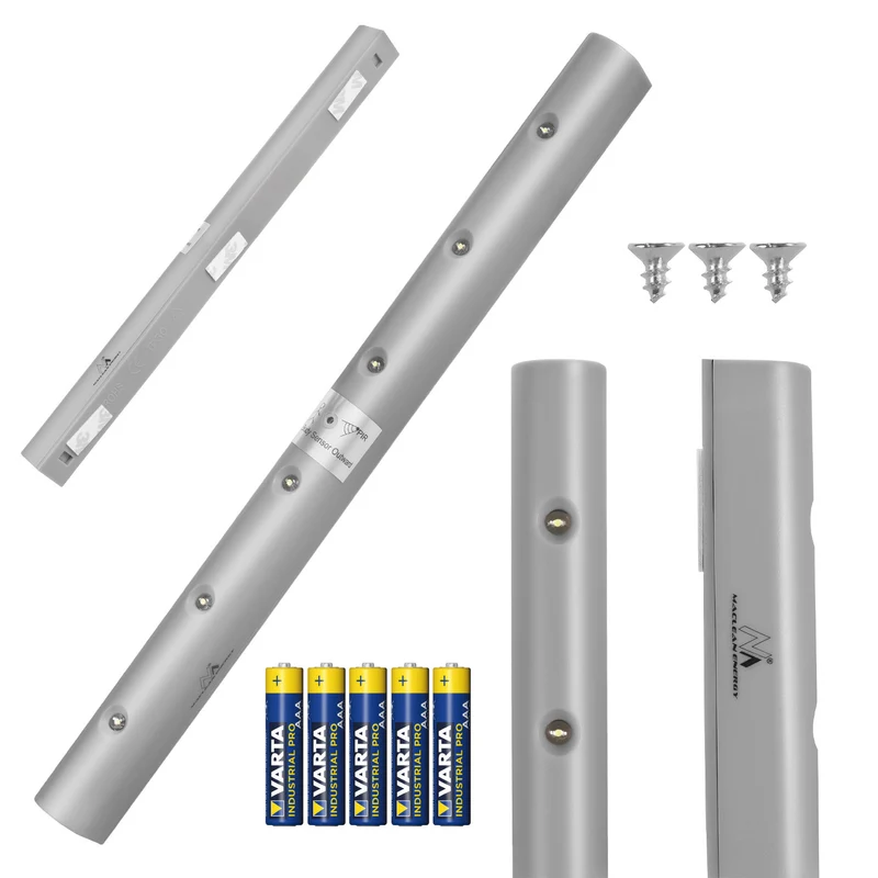 Maclean 6LED kökslampa under skåp, avlång, med rörelsesensor, 5xAA, MCE123 + 5x AAA alkaliskt batteri Varta Industrial