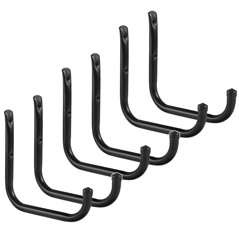 Set med 6 Maclean-väggfästen för däck, hjul, stege, cykel, i stål, max. belastning 22 kg/fäste, MC-487
