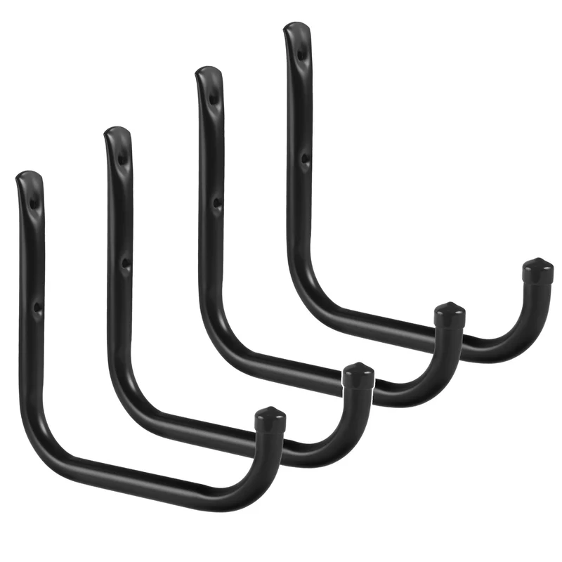 Set med 4 Maclean-väggfästen för däck, hjul, stege, cykel, i stål, max. belastning 22 kg/fäste, MC-487