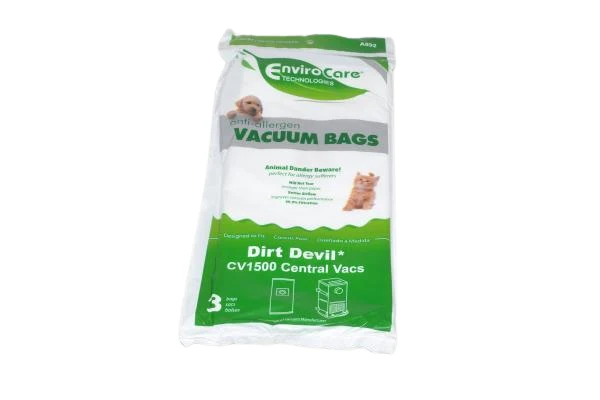 Replacement Dirt Devil Central Vacuum Cleaner HP, CV950, CV1500, CV1500, CV2000, RV2000 Synthetic Cloth Allergen Vacuum Bags 3 Pk Replaces Part # 7767-W, 9597, A892