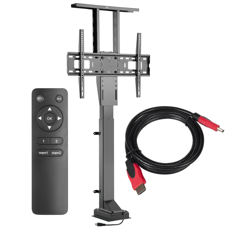 Elektrisk kabelförlängningsfäste Maclean, 37''-65''', VESA 600x400, max 50kg, MC-866 + HDMI 2.0 4K 3D UHD 1,8m KABEL 48 bit