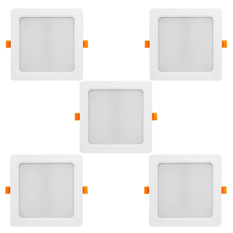 5x Maclean LED-takpanel, infälld SLIM, 18W, neutralvit 4000K, 170*170*26mm, 1900lm, MCE374 S