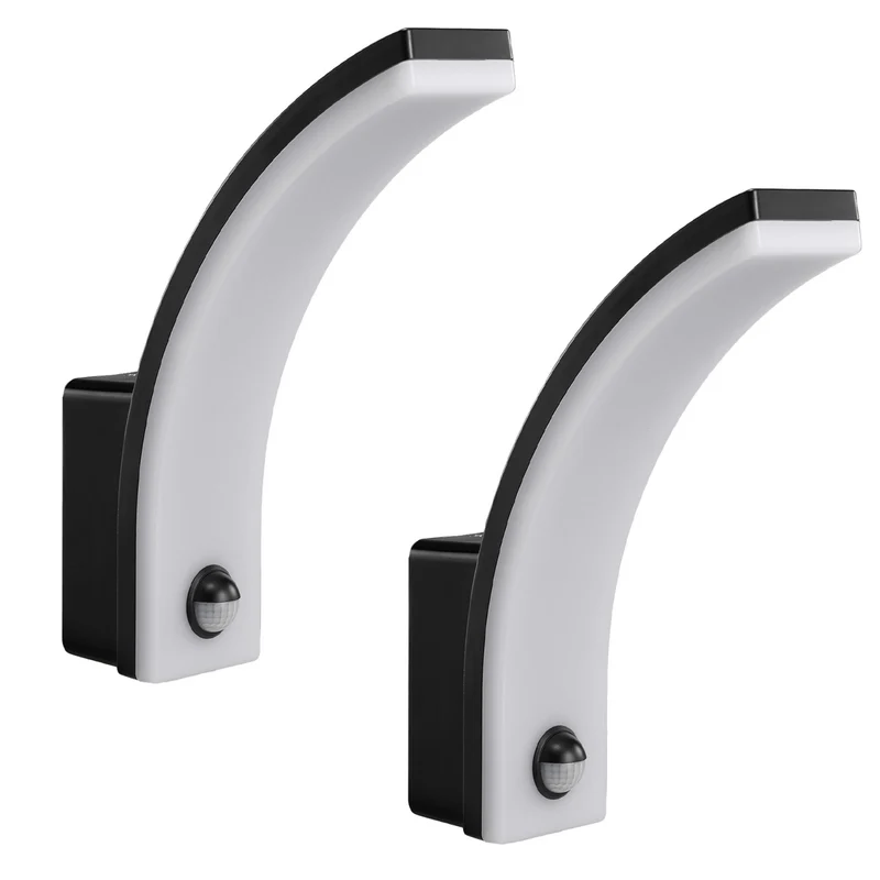 Maclean rörelsesensor LED-lampa, PIR rörelsesensor, svart, 20W, IP65, 2000lm, neutralvit (4000K) MCE512 B, 2 st
