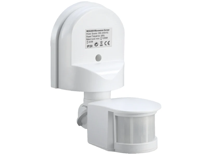 Maclean väggmonterad rörelse- och skymningssensor, 180°, max. 1200W, vit, MCE25 W