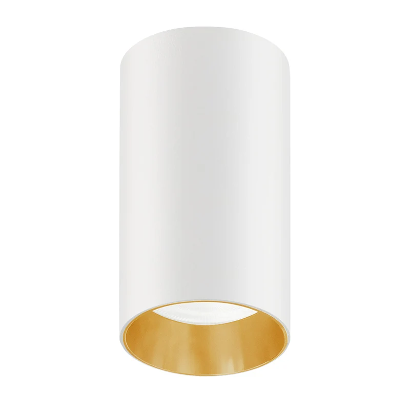 Maclean ytmontering/rör, spot, rund, aluminium, GU10, 55x100mm, vit/guld, MCE458 W/G