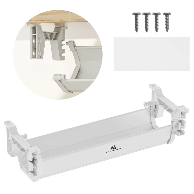 Maclean kabel-/förlängningshanterare under skrivbord, maxbelastning 5 kg, vit, MC-106 W