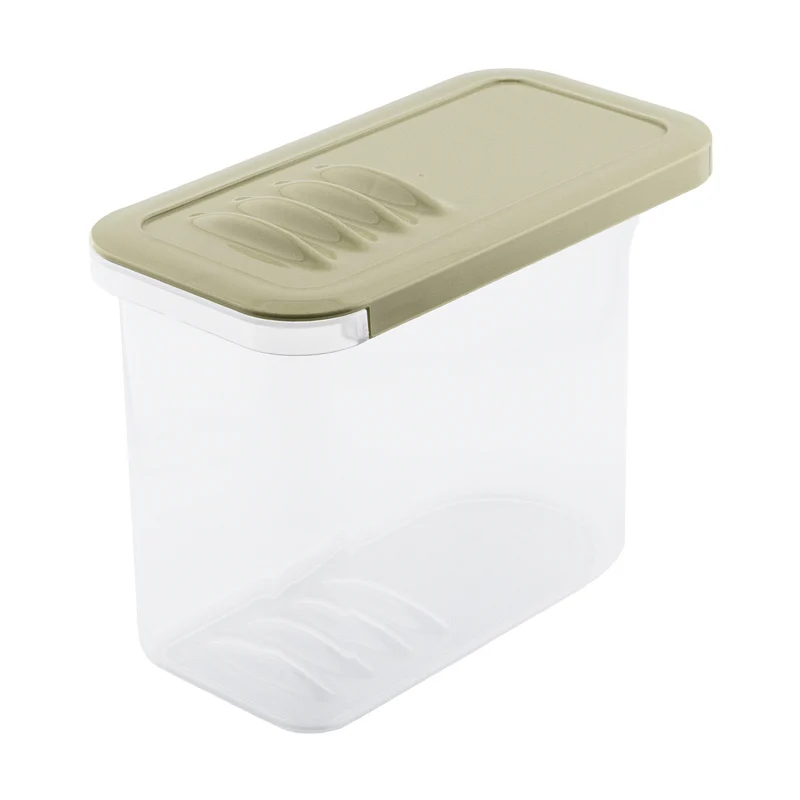 BranQ matbehållare, 1l, transparent, olivgrönt lock, Shark