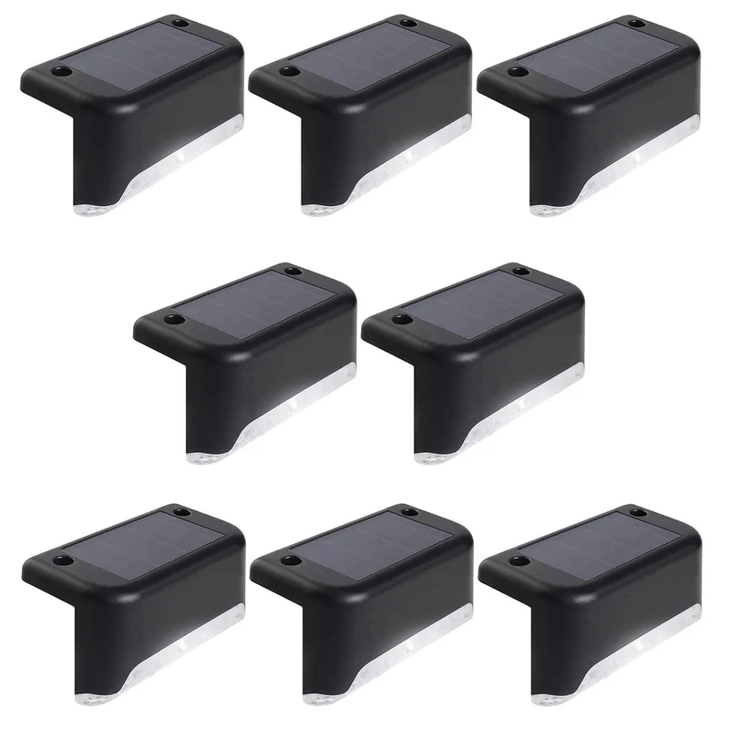 8x Maclean solcellsdriven LED-trappbelysning IP44, 4000K, Ni-MH 100 mAh, 80x45x45mm, skymningssensor MCE319
