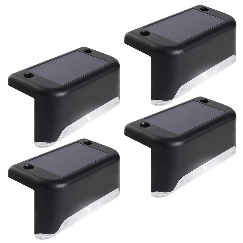 4x Maclean LED-solcellslampa för trappor IP44, 4000K, Ni-MH 100 mAh, 80x45x45mm, skymningssensor MCE319