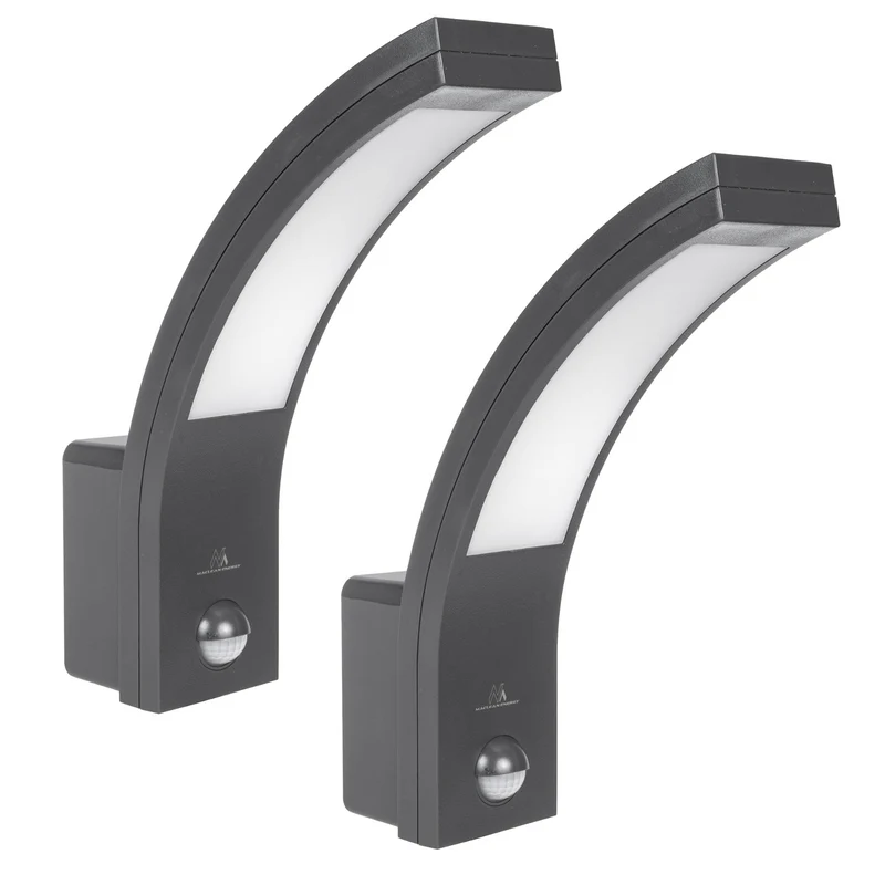 Maclean rörelsesensor LED-lampa, PIR rörelsesensor, grå, 10W, IP54, 750lm, neutralvit (4000K) MCE244 GR, 2 st