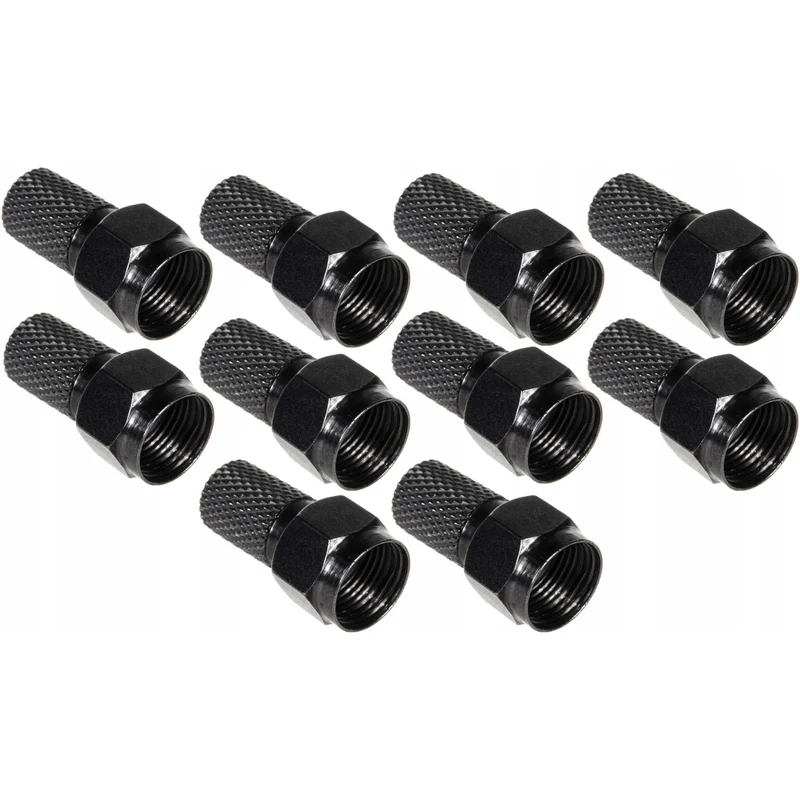 10x Maclean satellit F-plugg, TV-system, RG5.9, RG6, 6,8mm, nickel med tätning, professionell, svart, MCTV-903