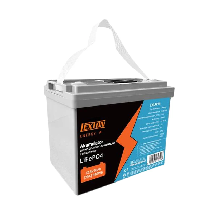 Lexton litiumjärnfosfat LiFePo4-batteri, med BMS, 12,8V, 70Ah, LXLFP70