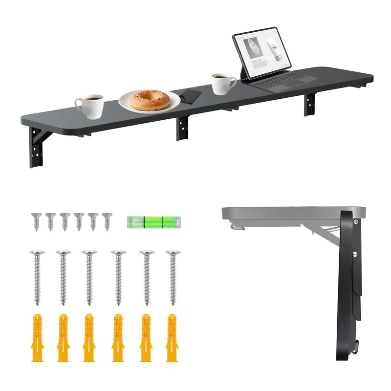 Maclean Hopfällbar hylla/topp, svart, 100x20 cm, max. 50 kg, MC-129 B