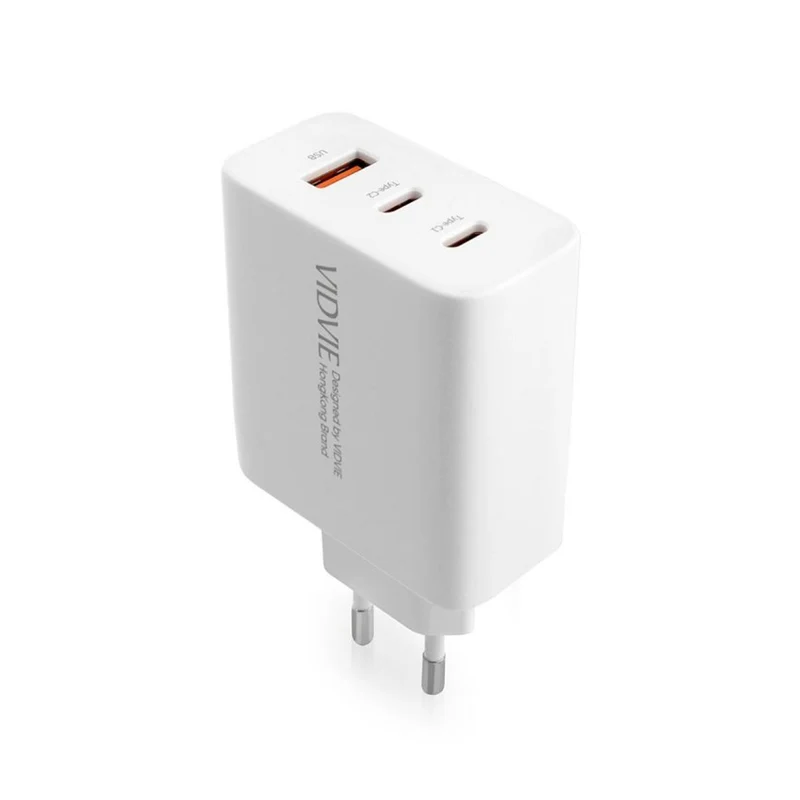 VIDVIE nätladdare, 3A, 65W, 2x USB-C, 1x USB, USB-C/USB-C-kabel, PLE262