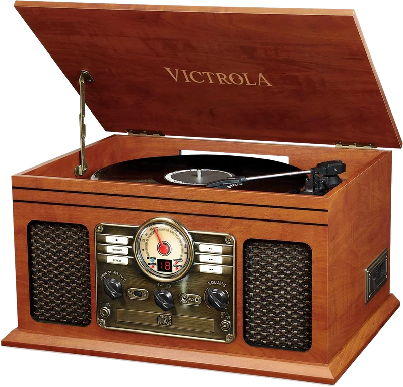 Victrola VTA-200BT Classic 6-in-1 Music System with Vinyl Player, Mahogany
