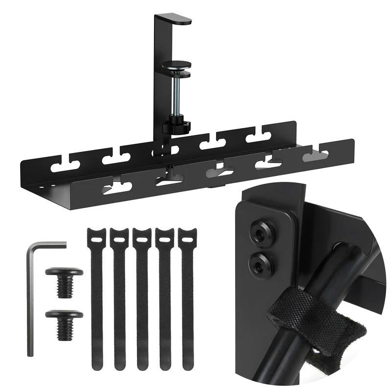 Maclean kabelhanterare under skrivbord, maxbelastning 5 kg, svart, MC-105 B
