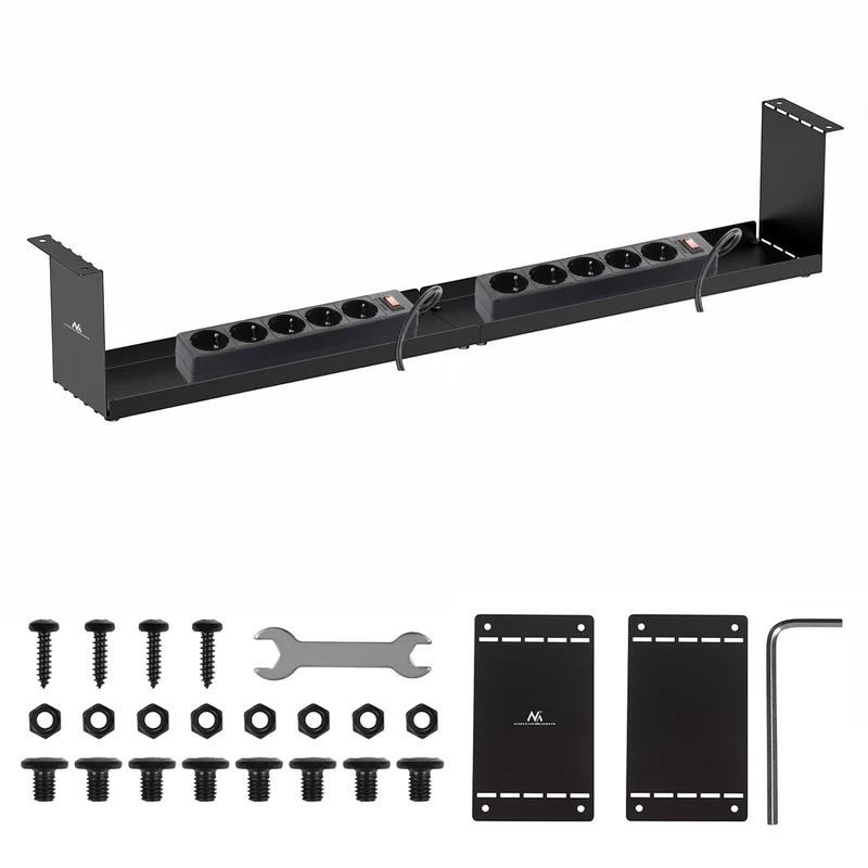 Maclean kompakt kabelhanterare under skrivbord, max. belastning 5 kg, svart, MC-107 B