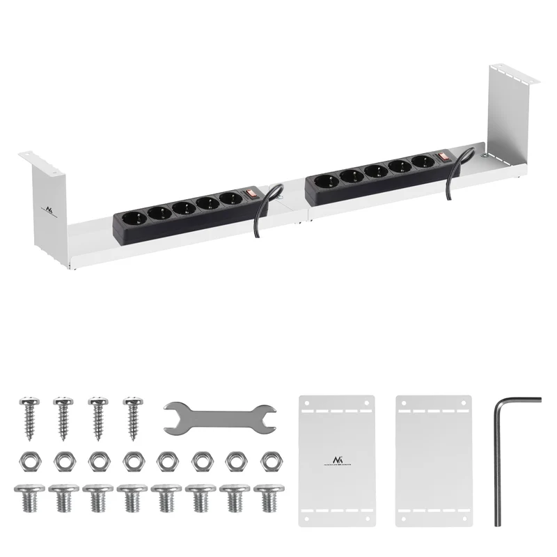 Maclean kompakt kabelhanterare under skrivbord, max. belastning 5 kg, vit, MC-107 W