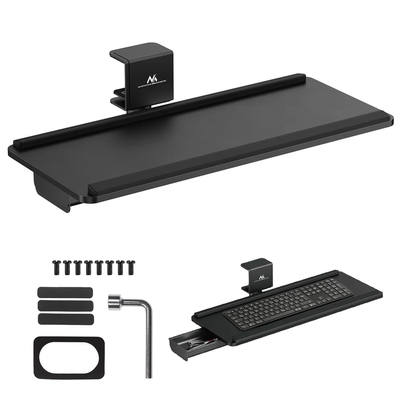 Maclean undesk tangentbordshållare, max. belastning 5 kg, horisontellt och vertikalt justerbar, svart, MC-108 B