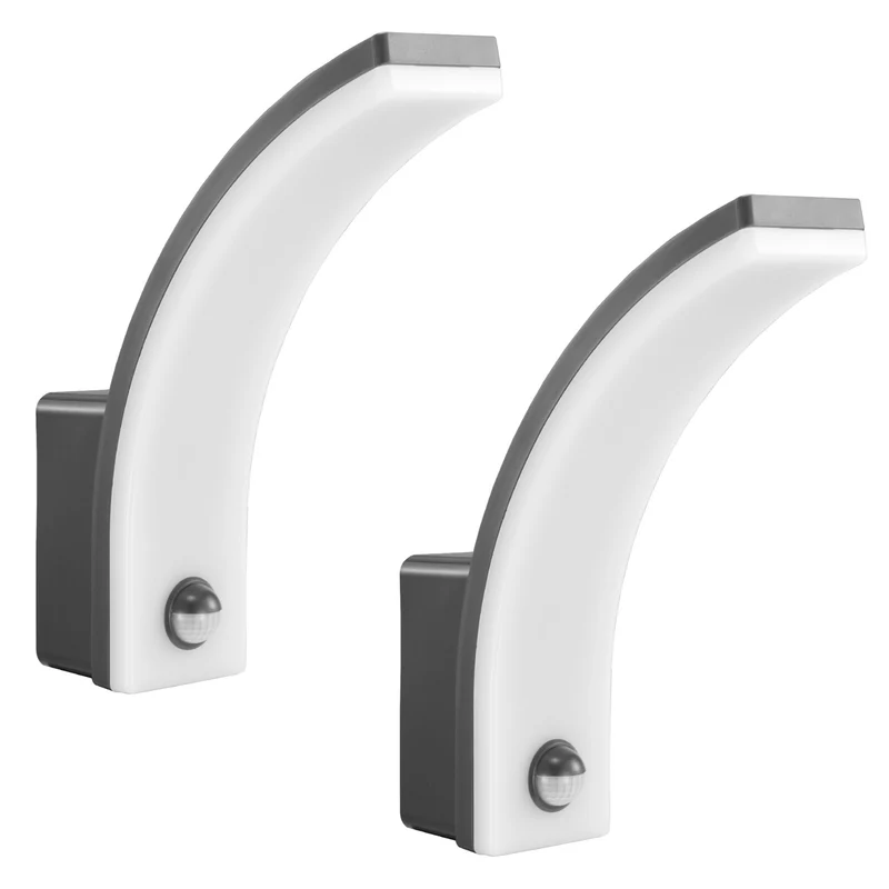 Maclean rörelsesensor LED-lampa, PIR rörelsesensor, grå, 20W, IP65, 2000lm, neutralvit (4000K) MCE512 GR, 2 st