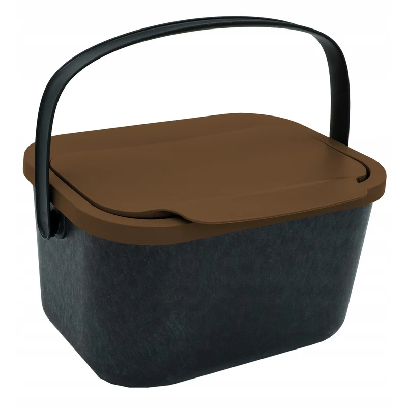 Bioavfallskärl, 4,5 liter, svart med brunt lock, Mini Bini