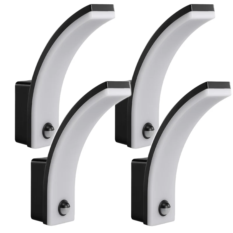 Maclean rörelsesensor LED-lampa, PIR rörelsesensor, svart, 20W, IP65, 2000lm, neutralvit (4000K) MCE512 B, 4 st