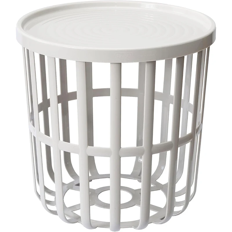 Branq bord, runt, med förvaringskorg, vitt, Zen 1850